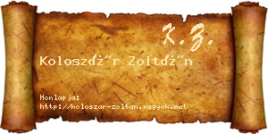 Koloszár Zoltán névjegykártya